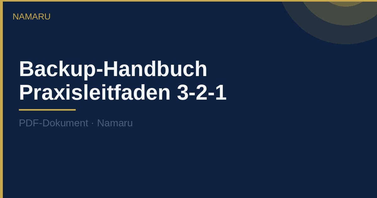 Cover: Backup-Handbuch — Praxisleitfaden 3-2-1