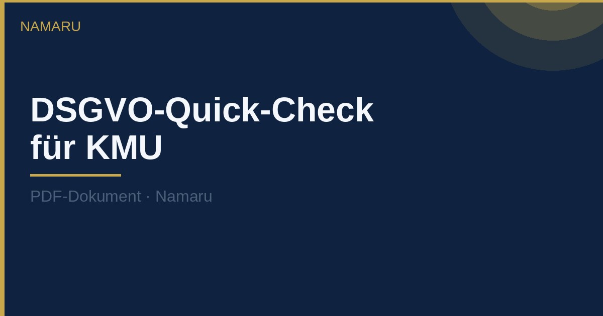 Cover: DSGVO-Quick-Check fuer KMU
