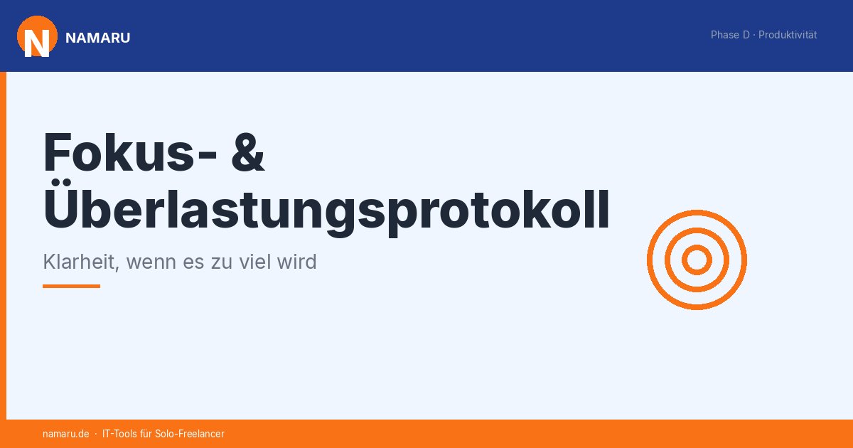 Cover: Fokus- und Überlastungsprotokoll für neurodivergente Menschen