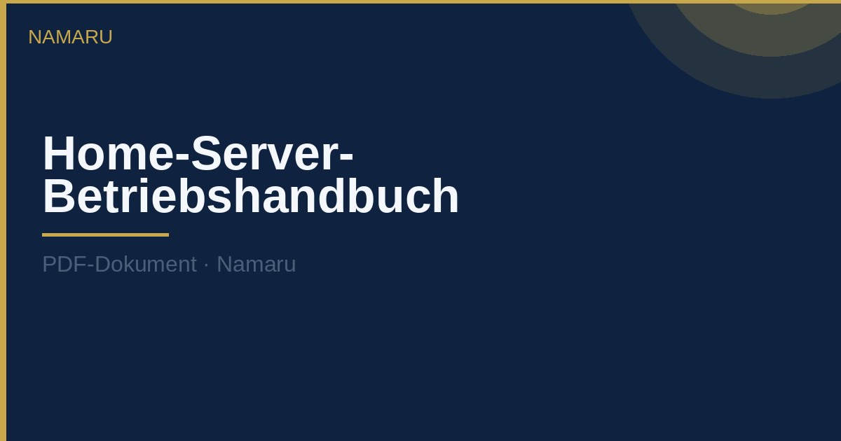 Cover: Home-Server-Betriebshandbuch